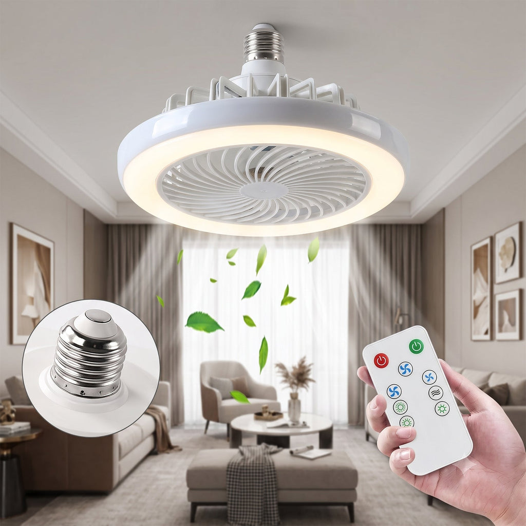 Retractable blade ceiling fan lamp with remote for bedrooms