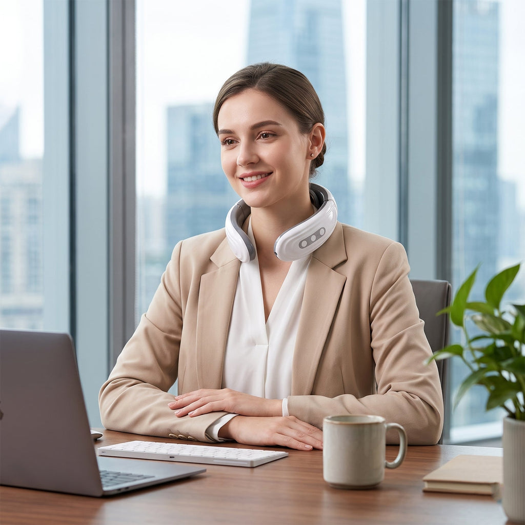 Portable pulse neck massager for home and office use