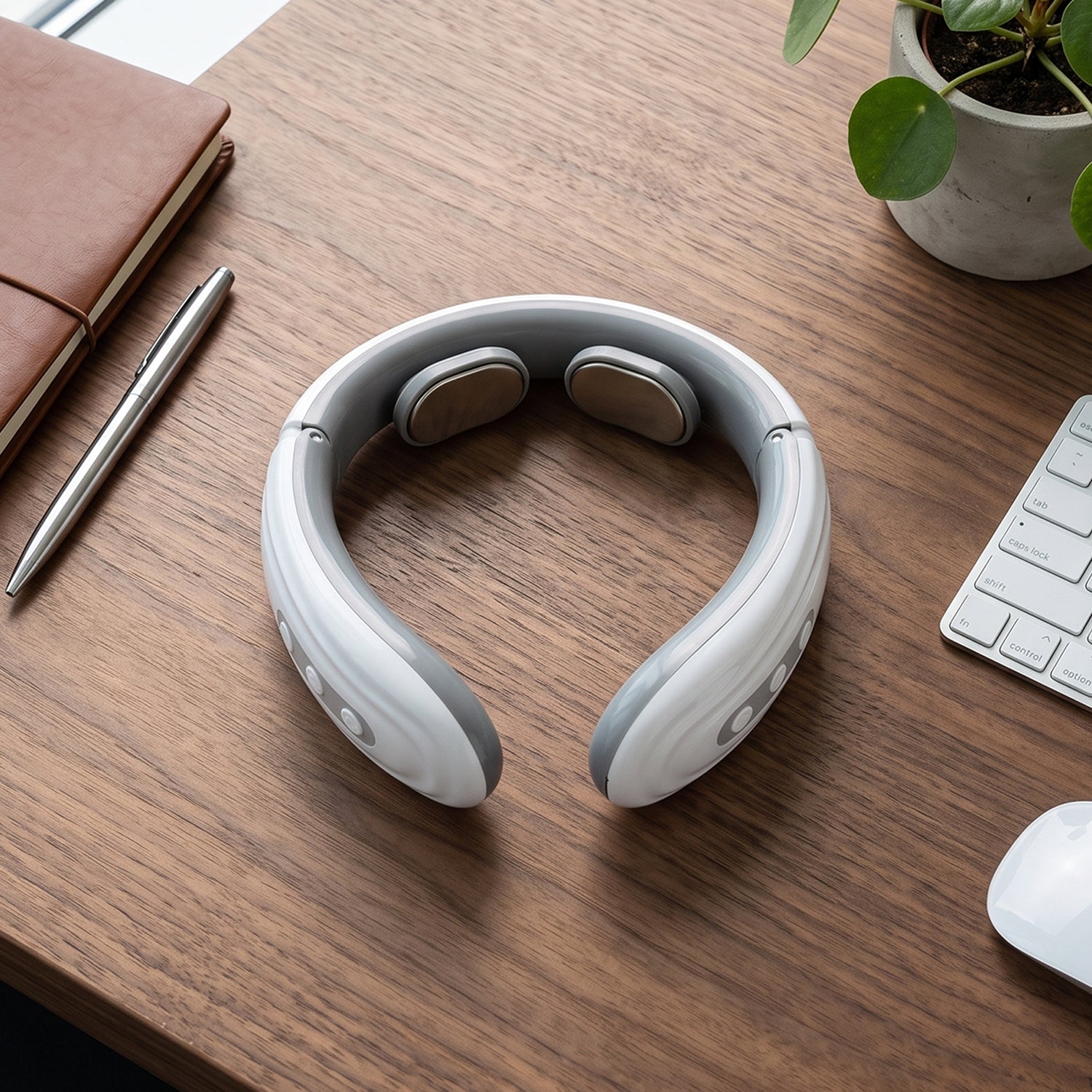 Compact pulse neck massager for soothing tired neck muscles