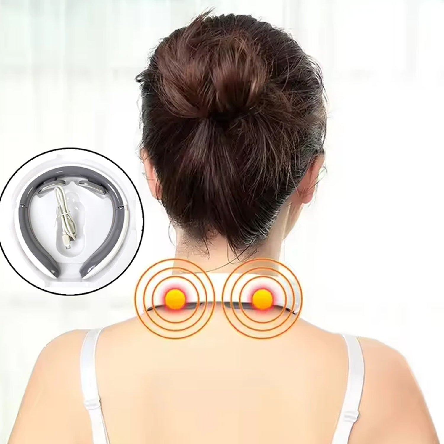 Hands free cordless neck massager with multiple massage modes
