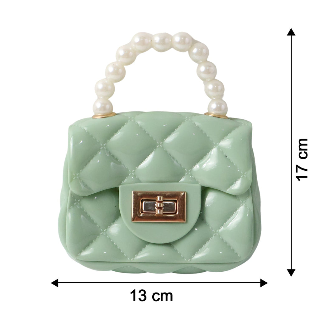 Compact quilted mini handbag with secure front lock closure