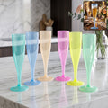 Reusable plastic champagne flutes and wine glasses set in assorted colours (6 pc set)