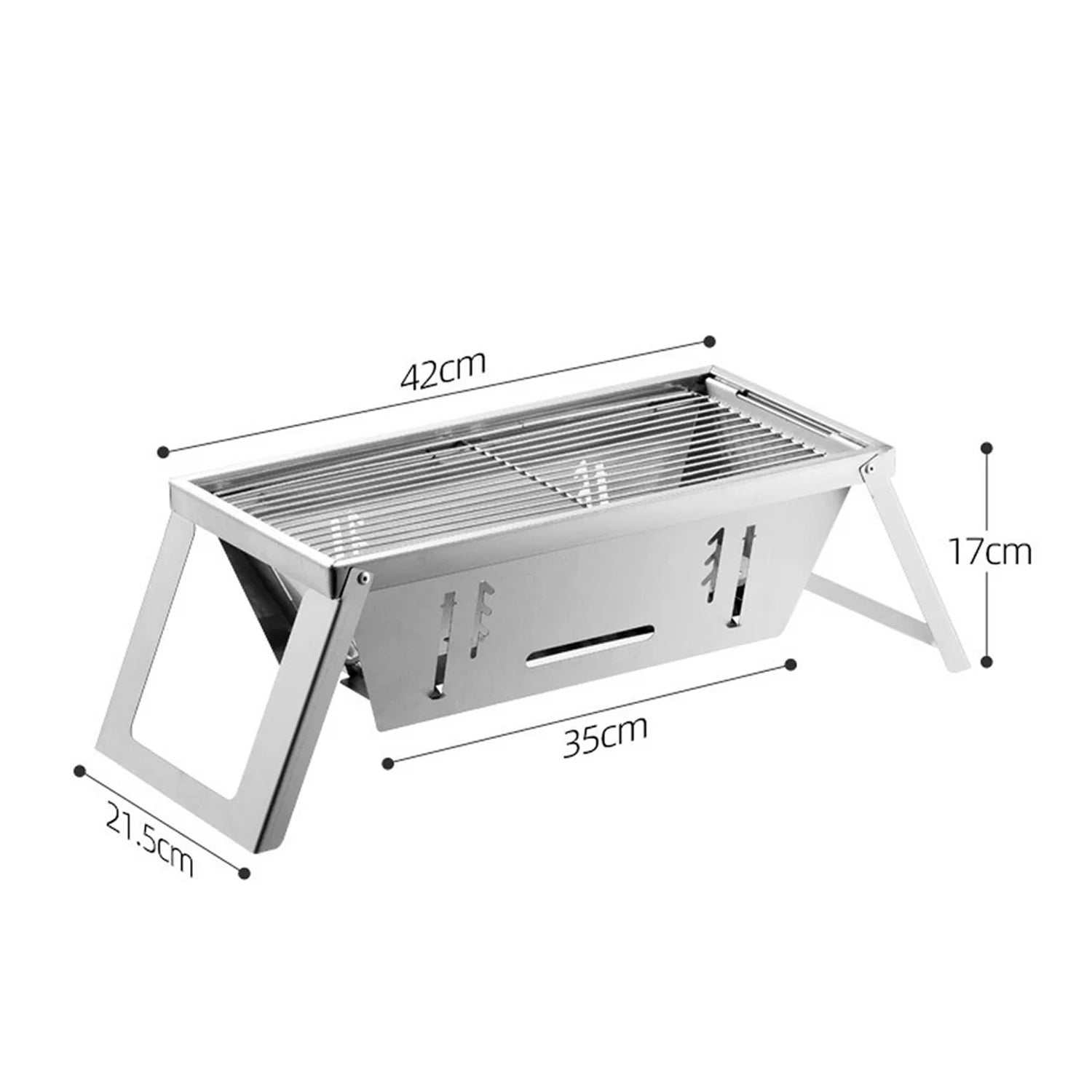 Travel-friendly foldable charcoal barbecue grill