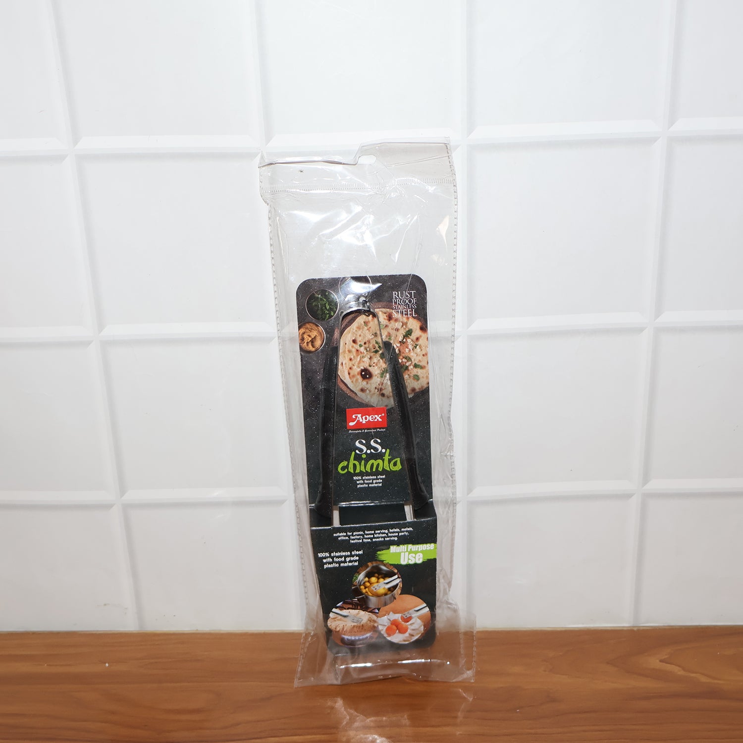 Heat resistant stainless steel chimta in kitchen environment