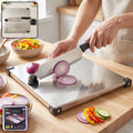 Stainless Steel 2 in 1 Cut and Chop Board with Knife and Sharpener (1 Set) product image