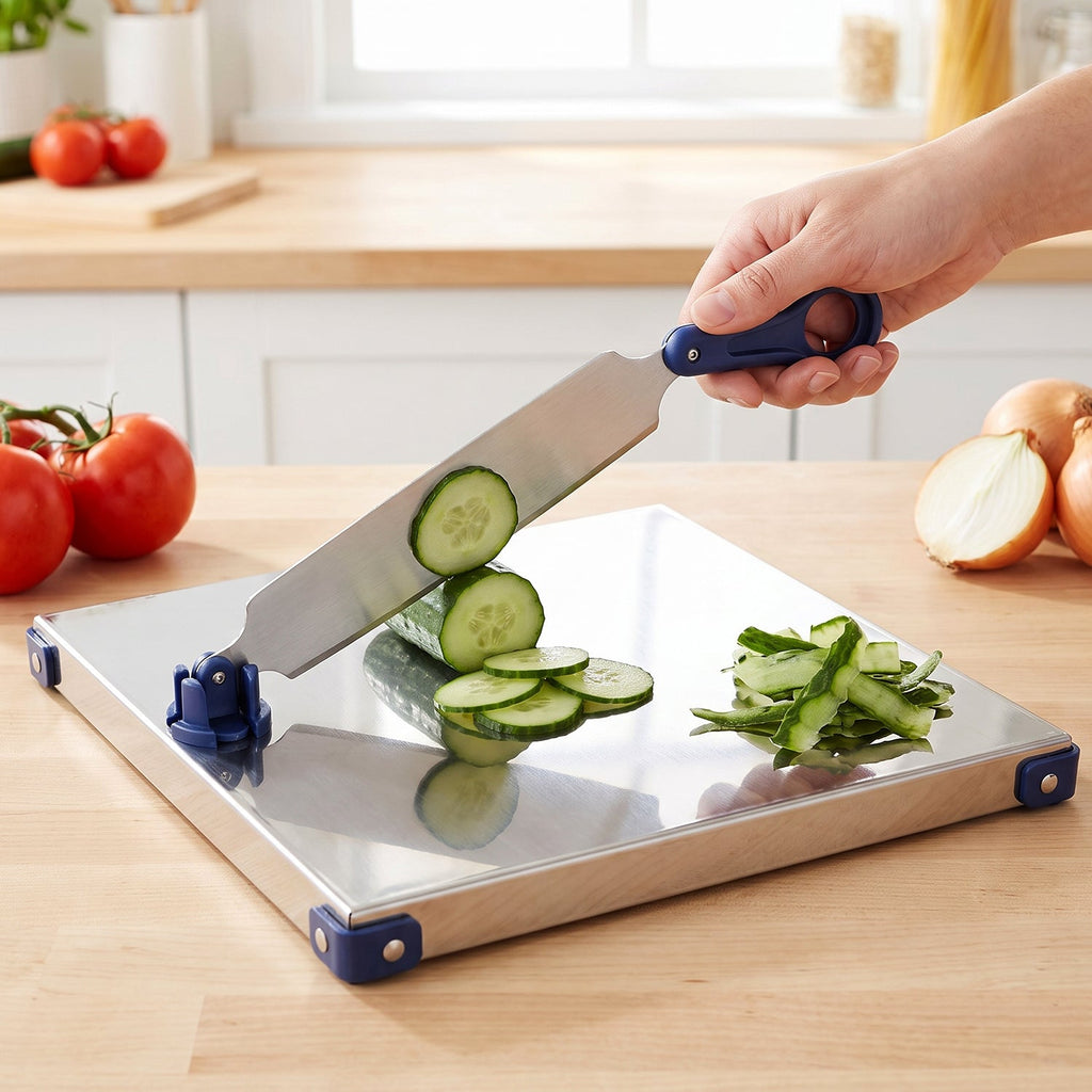 Stainless Steel 2 In 1 Cutting Chopping Board with Knife Finger Guard (1 Set) view 8