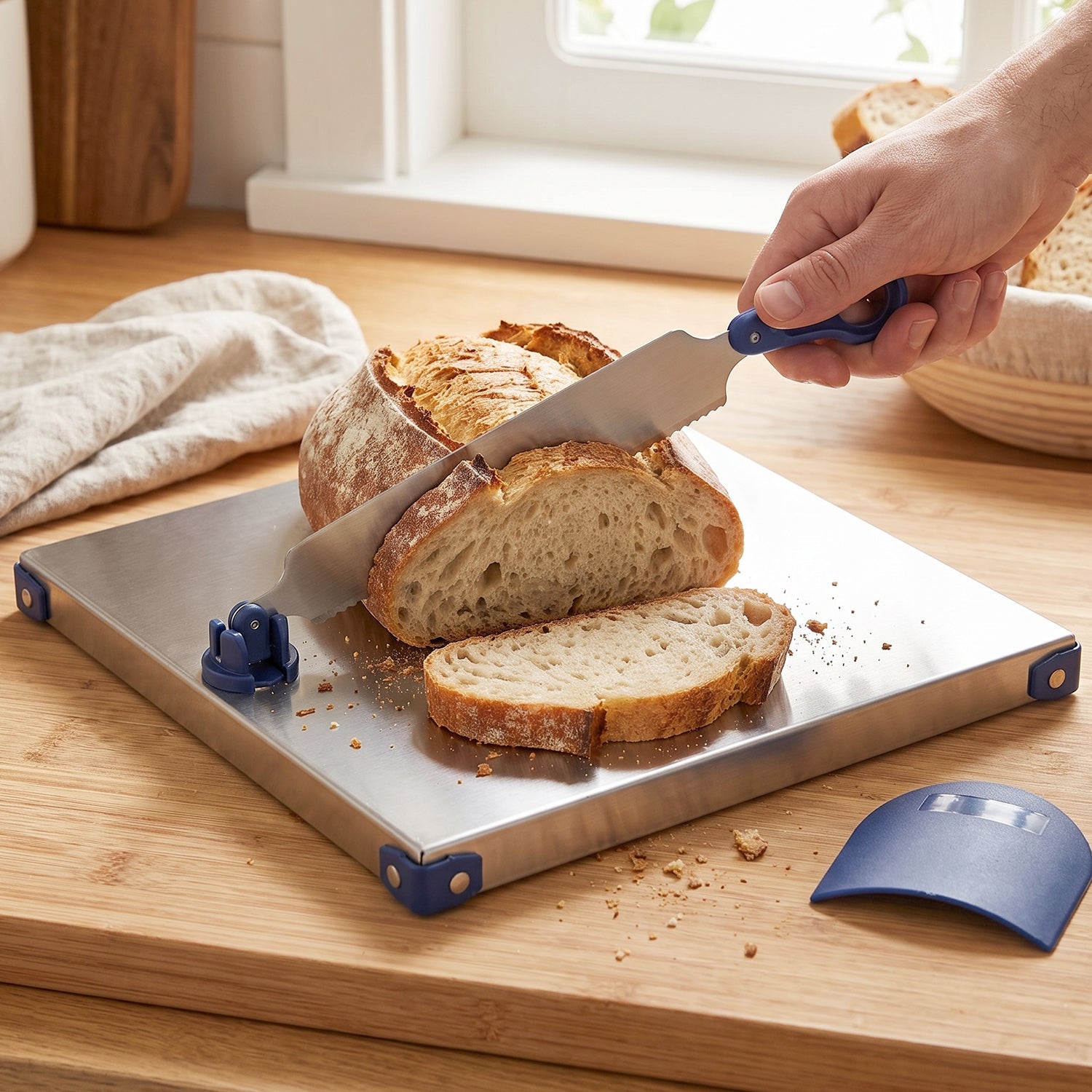 Stainless Steel 2 In 1 Cutting Chopping Board with Knife Finger Guard (1 Set) view 4