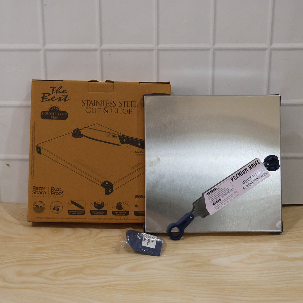 Stainless Steel 2 In 1 Cutting Chopping Board with Knife Finger Guard (1 Set) view 9