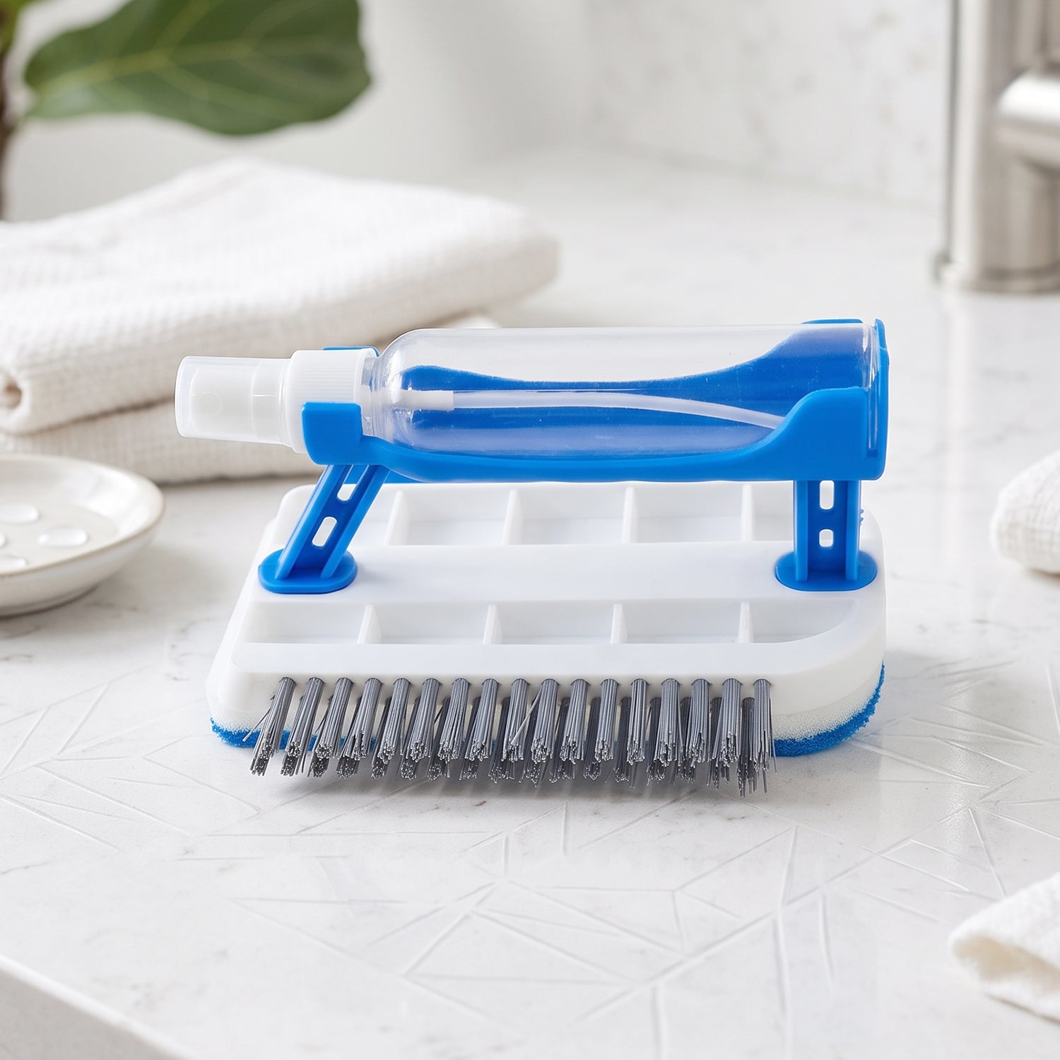 Soap dispensing sponge brush for effortless dishwashing