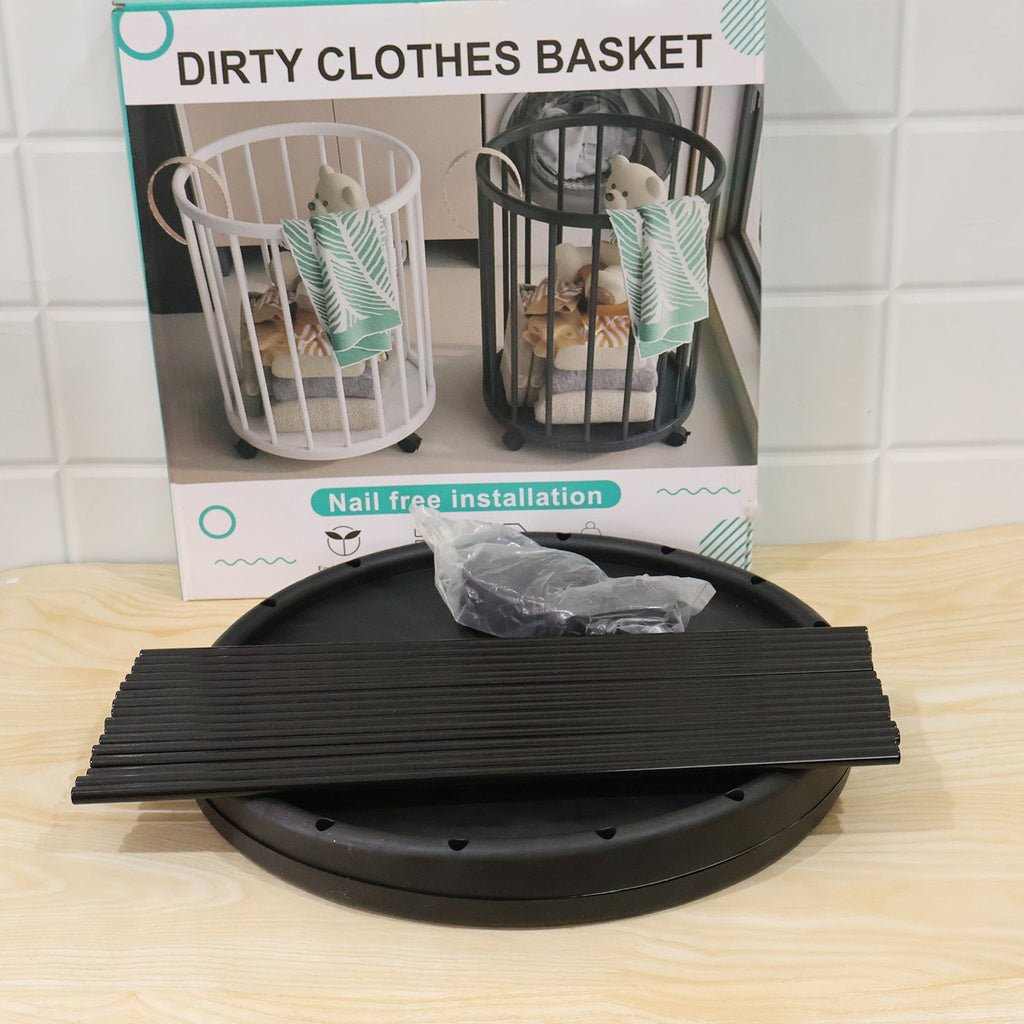 Sturdy standing clothes hamper with wheels for laundry rooms