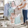 Metal foldable clothes drying rack with 3 tiers for laundry