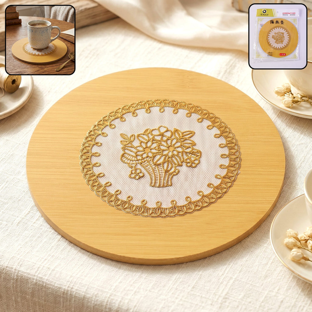 Wooden heat resistant round coaster
