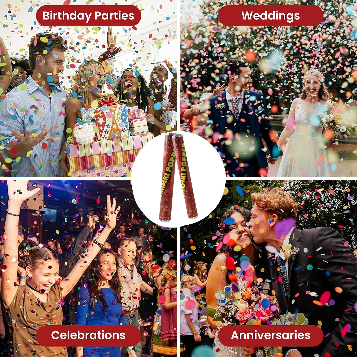 Red Chamki Confetti Party Popper for Birthday Wedding and Celebration (1 Pc) view 8