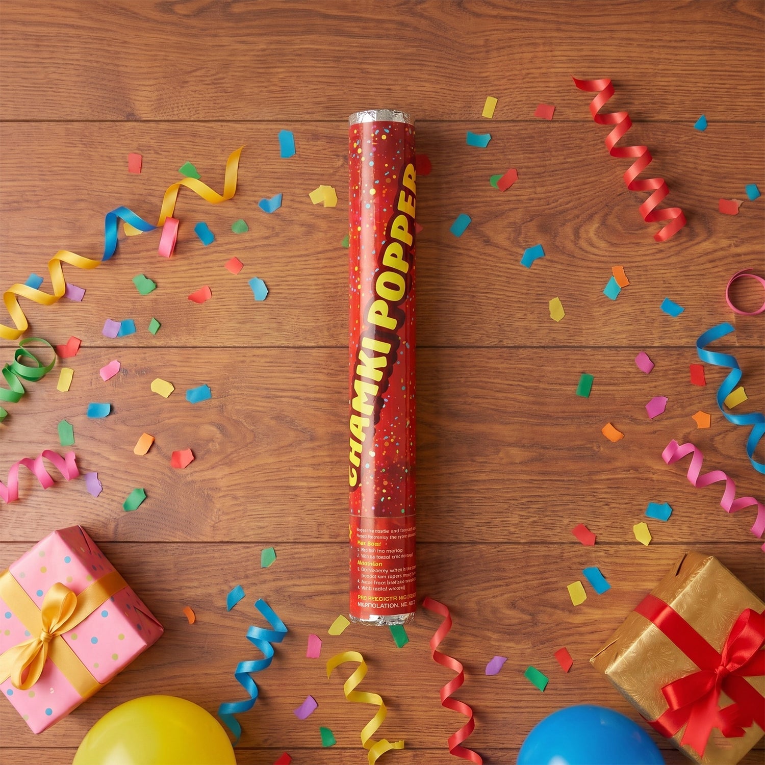 Red Chamki Confetti Party Popper for Birthday Wedding and Celebration (1 Pc) view 9