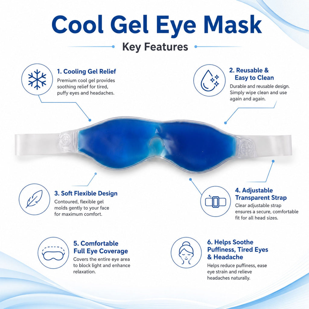 Blue cooling gel eye mask for relaxation and stress relief
