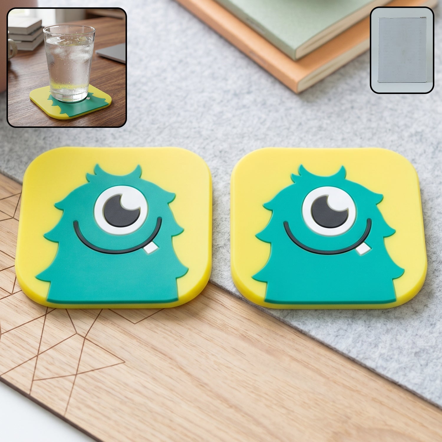 Silicone coaster set monster design