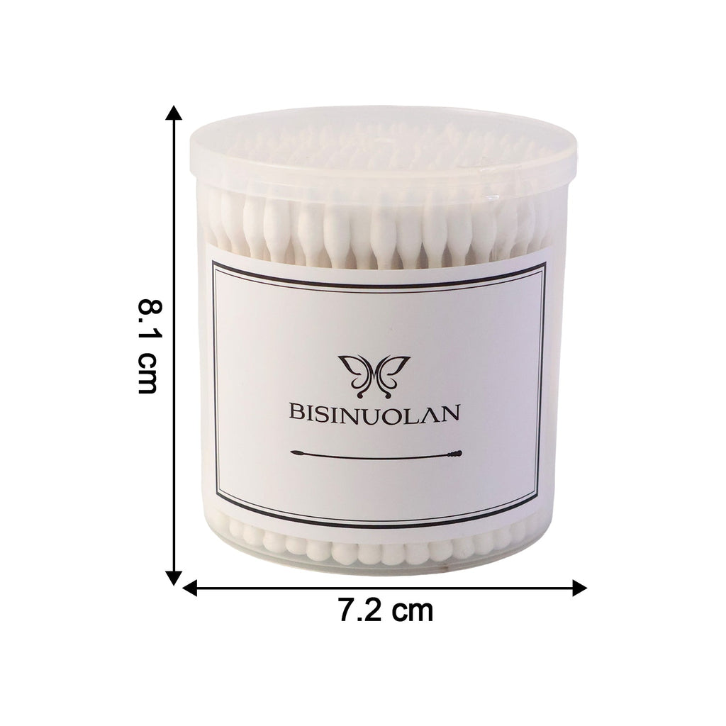 Detailed close-up of a cotton ear bud highlighting cotton tip texture