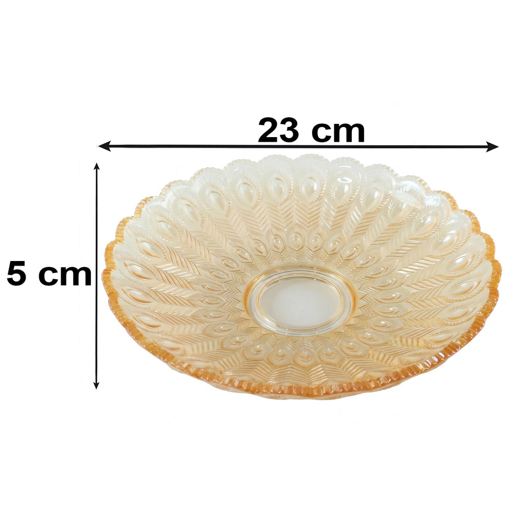 Transparent glass plate for nuts, chips and dry fruit