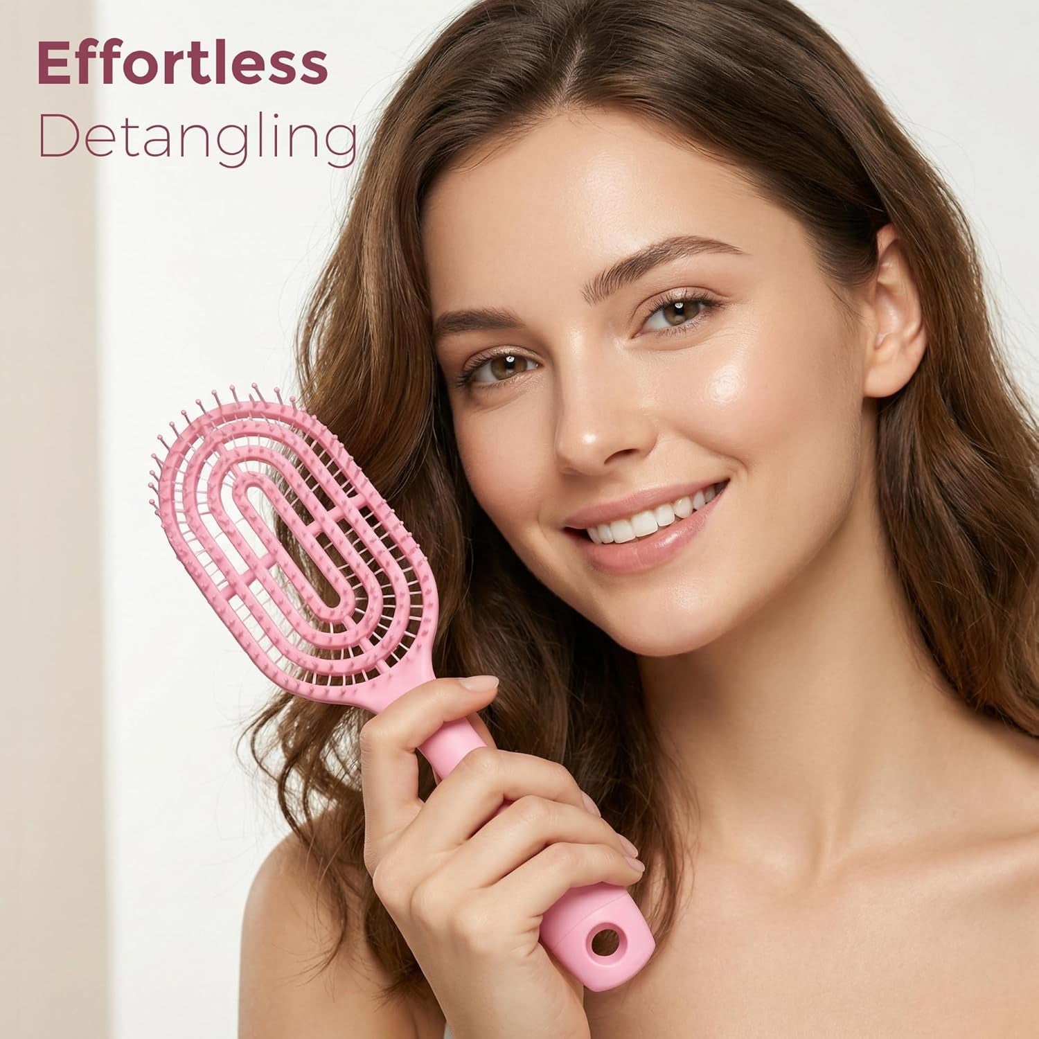 Close up of the flexible bristles on the detangling massage comb.