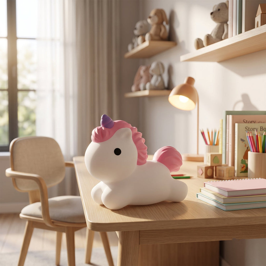 Cute unicorn bedside night light for kids rooms and nurseries