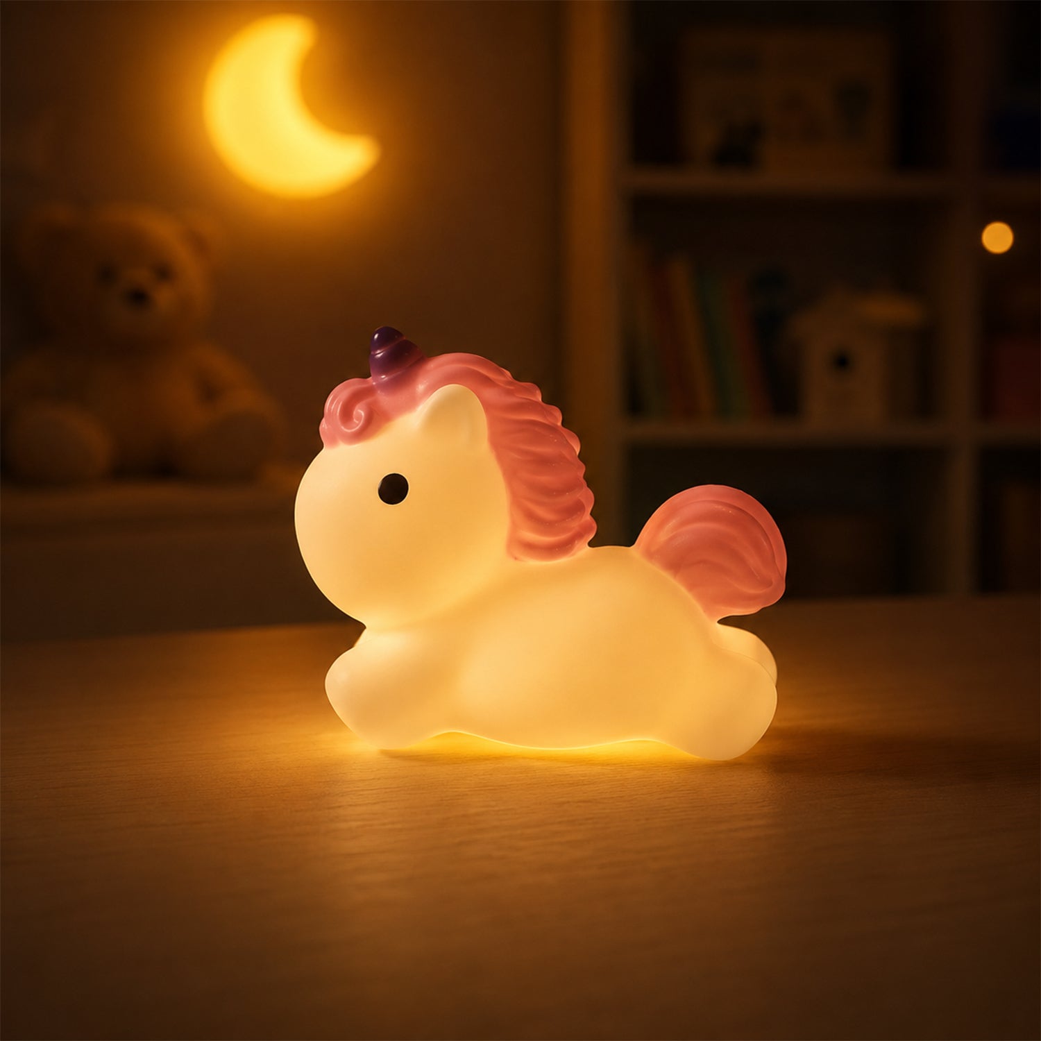 Portable unicorn LED night light for nursery and bedside