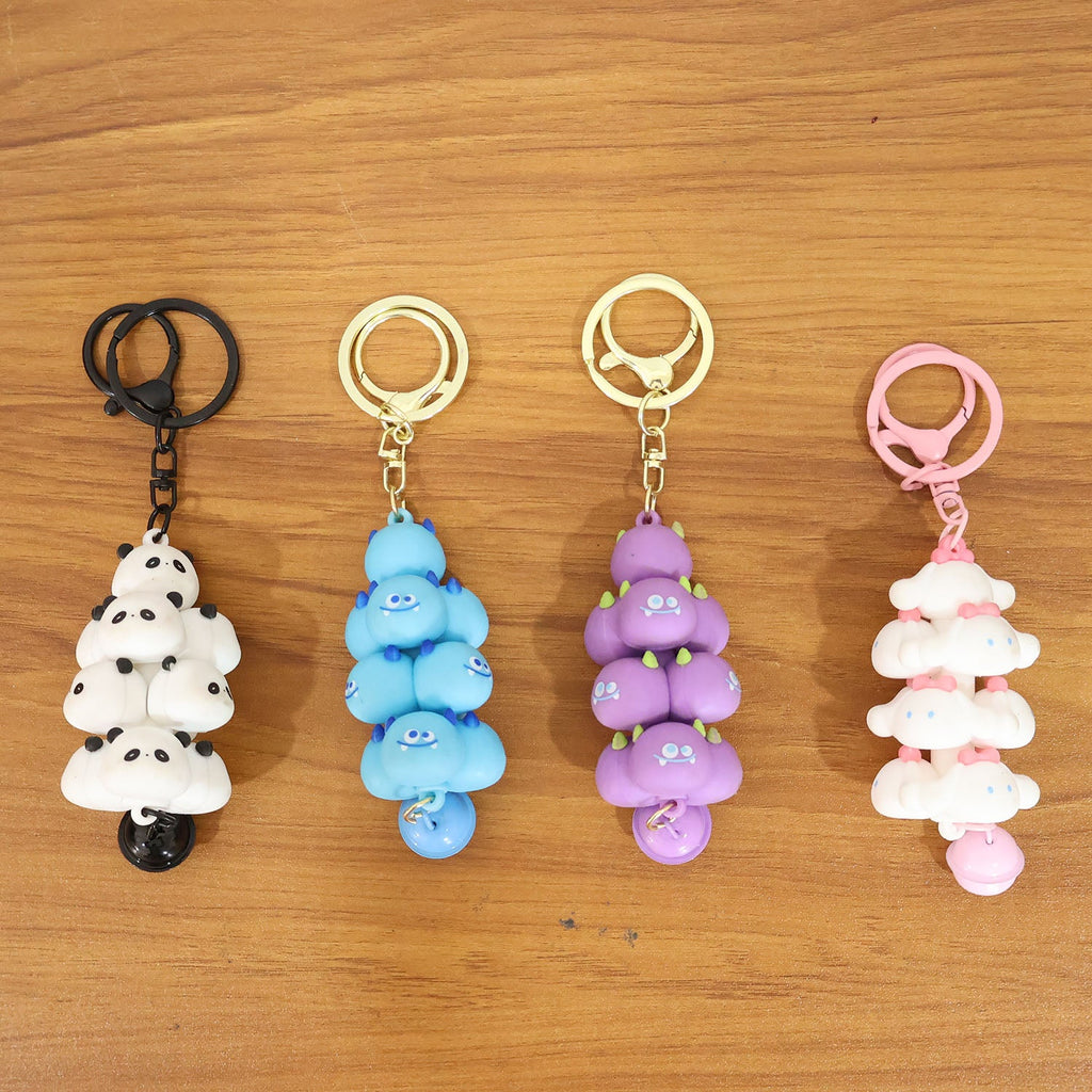 Cute bell attached cloud keychain, featuring a strong metal ring and clip.