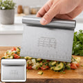 Small stainless steel dough scraper cutter, 15 x 12 cm with measuring scale (1 pc)