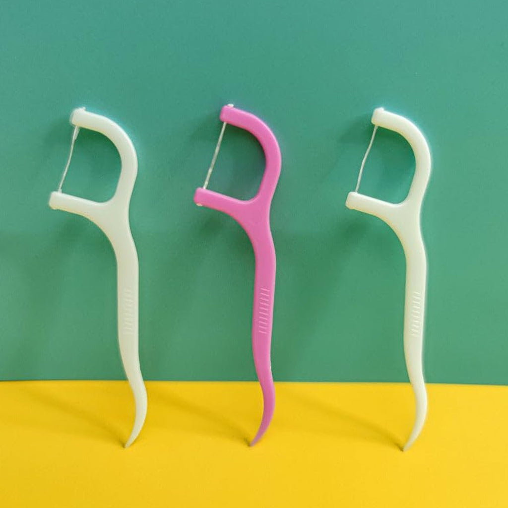 Hygienic floss sticks teeth cleaning
