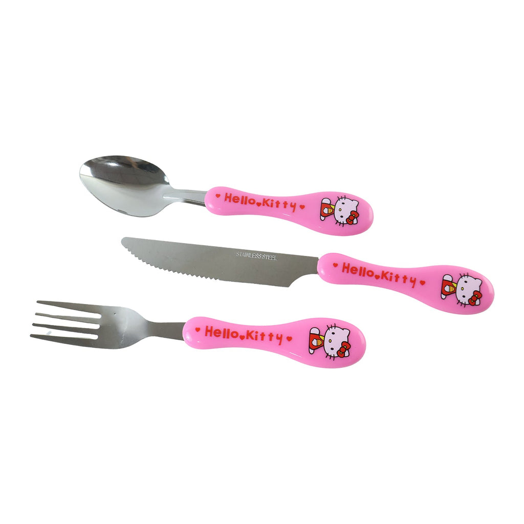 Portable children's spoon, fork and knife set with case