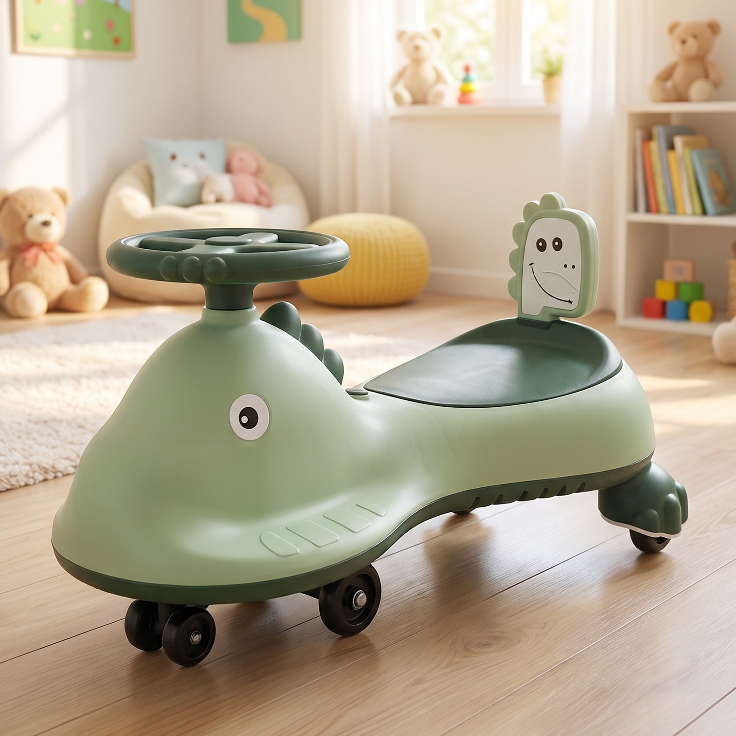 Indoor and outdoor ride on swing car toy for young children