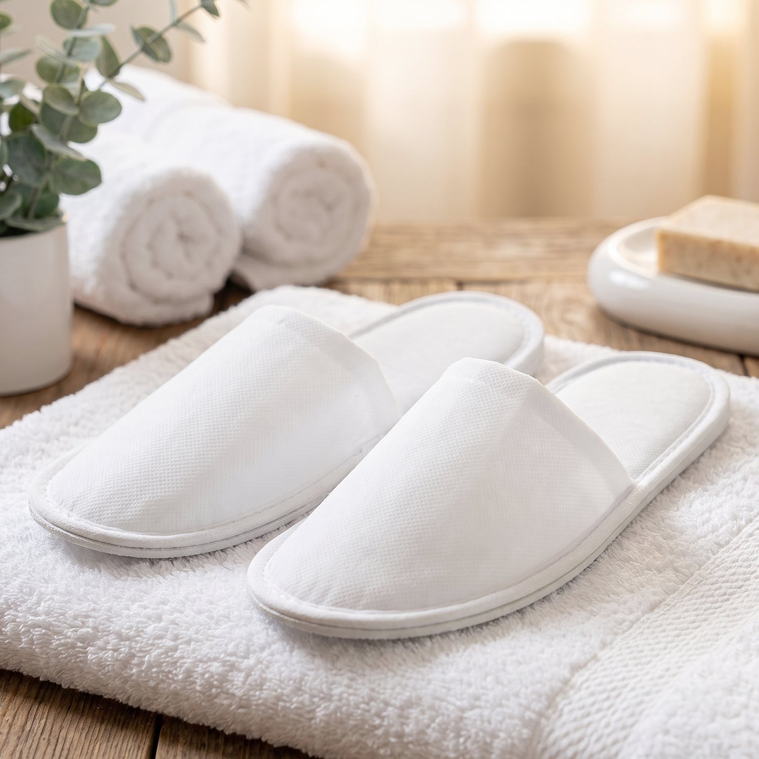 Soft Closed Toe Slippers for Hotel Spa Guest and Home White 28 x 11 cm (1 Pair) view 7