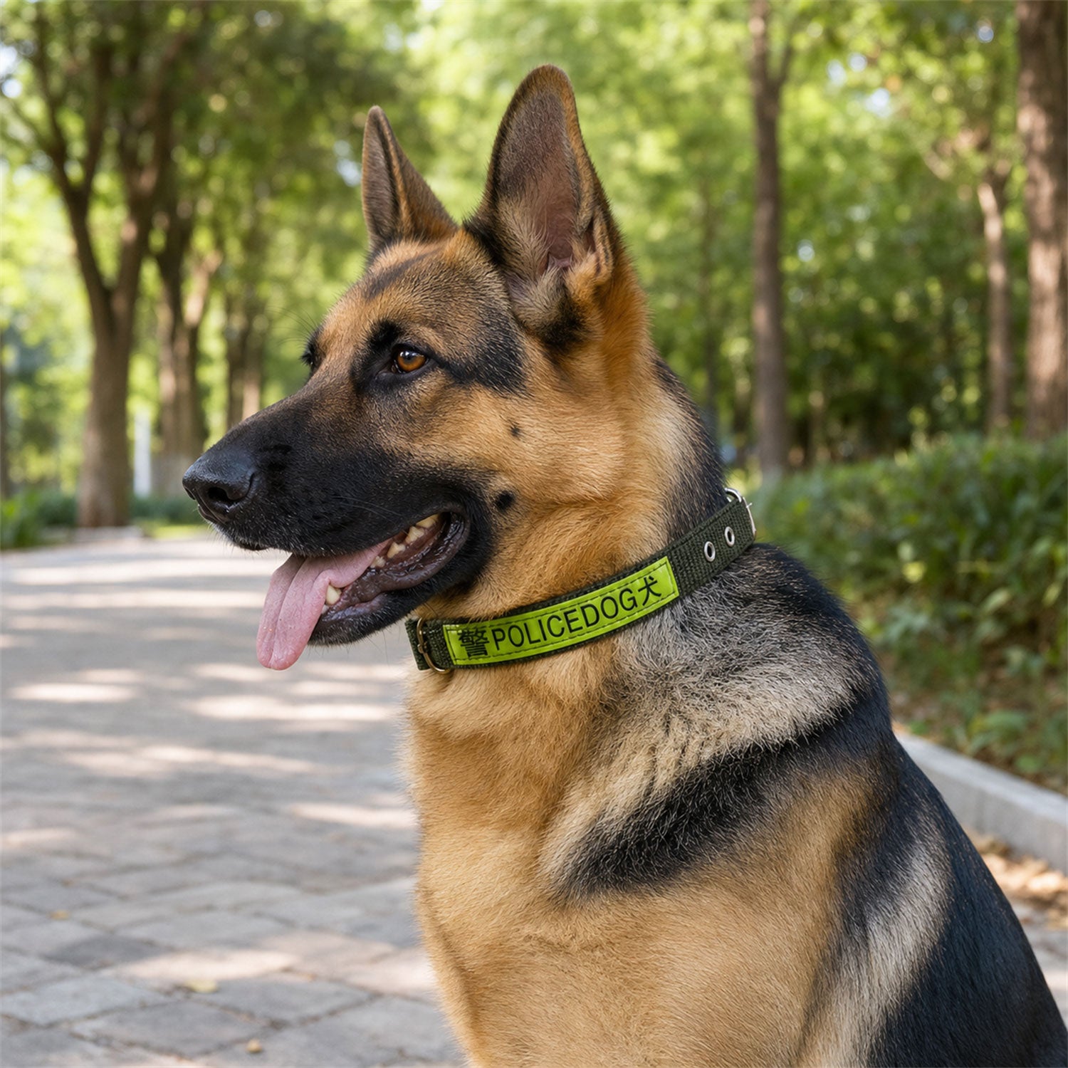 Heavy duty nylon dog collar in a plain background studio shot.