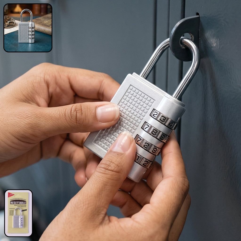 4 Digit Combination Padlock Resettable Number Lock for Luggage and Locker (1 Pc) product image