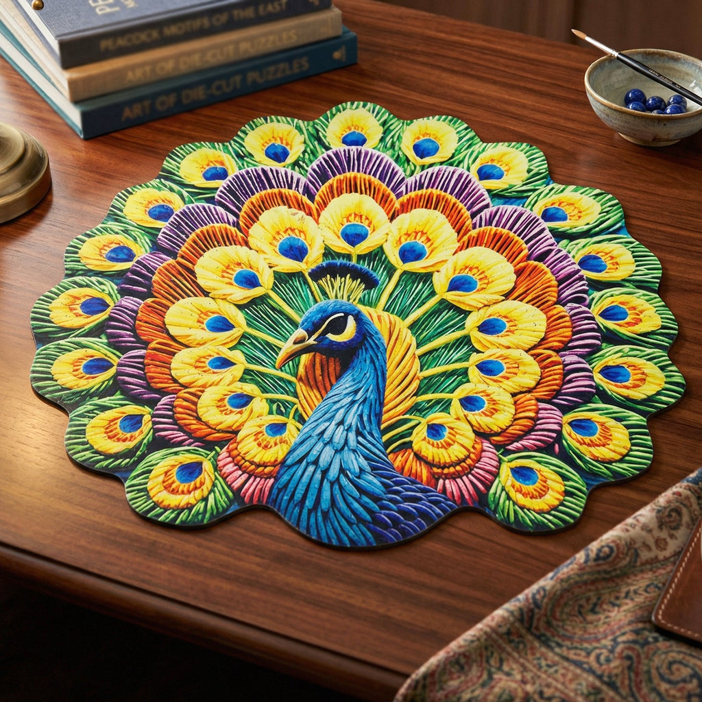 Stylish printed peacock round rug for indoor use