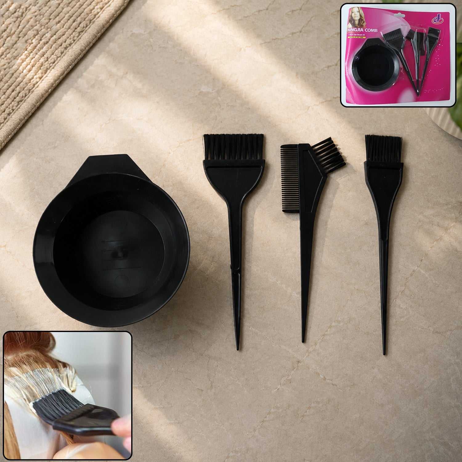 Professional hair coloring kit applicator set