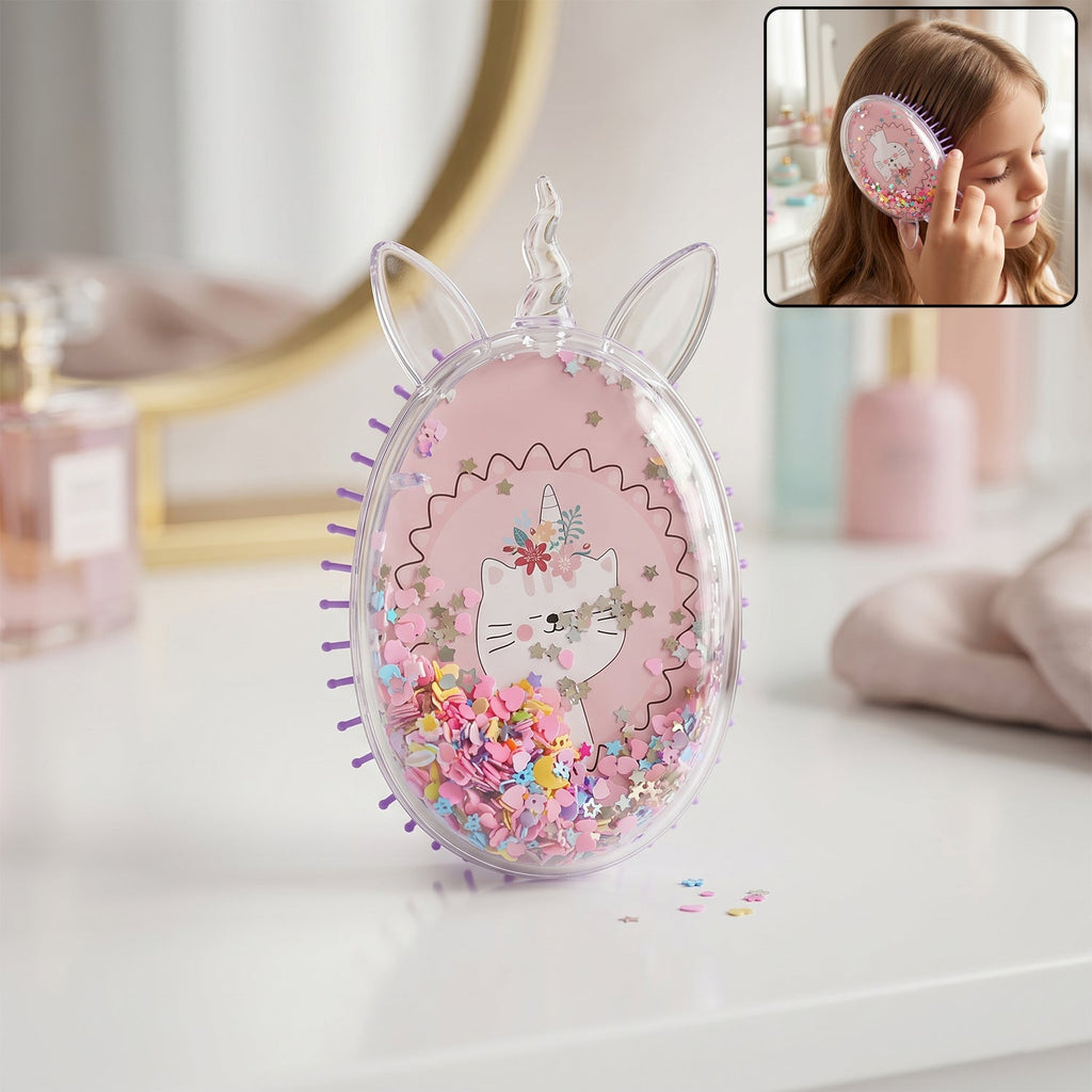 Cute unicorn theme magic floating glitter hair comb for kids