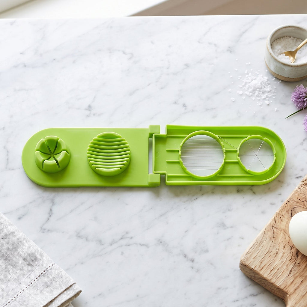 Stainless steel wire egg cutter that slices and quarters eggs