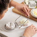 2 in 1 stainless steel egg cutter, slicer and wedger for boiled eggs (1 pc)