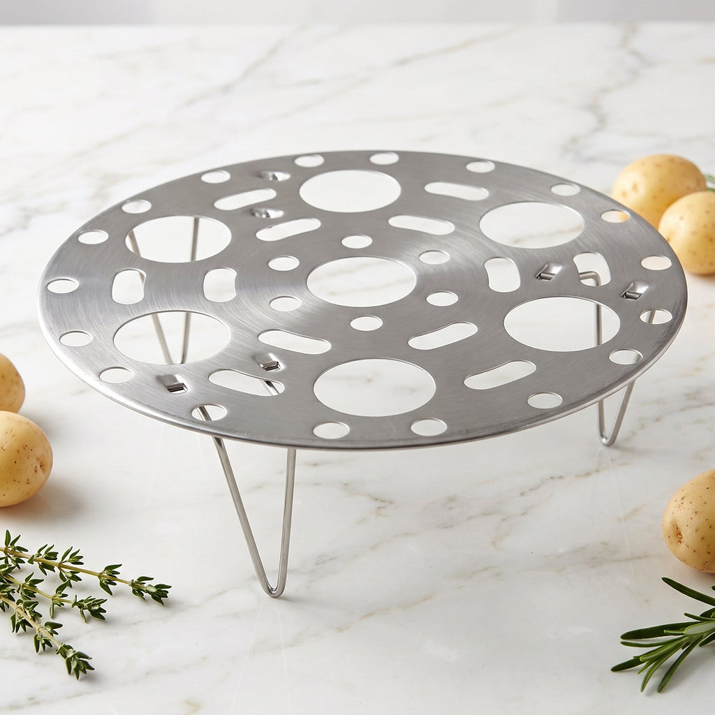 Folding steam rack stand to lift bowls and plates in pots
