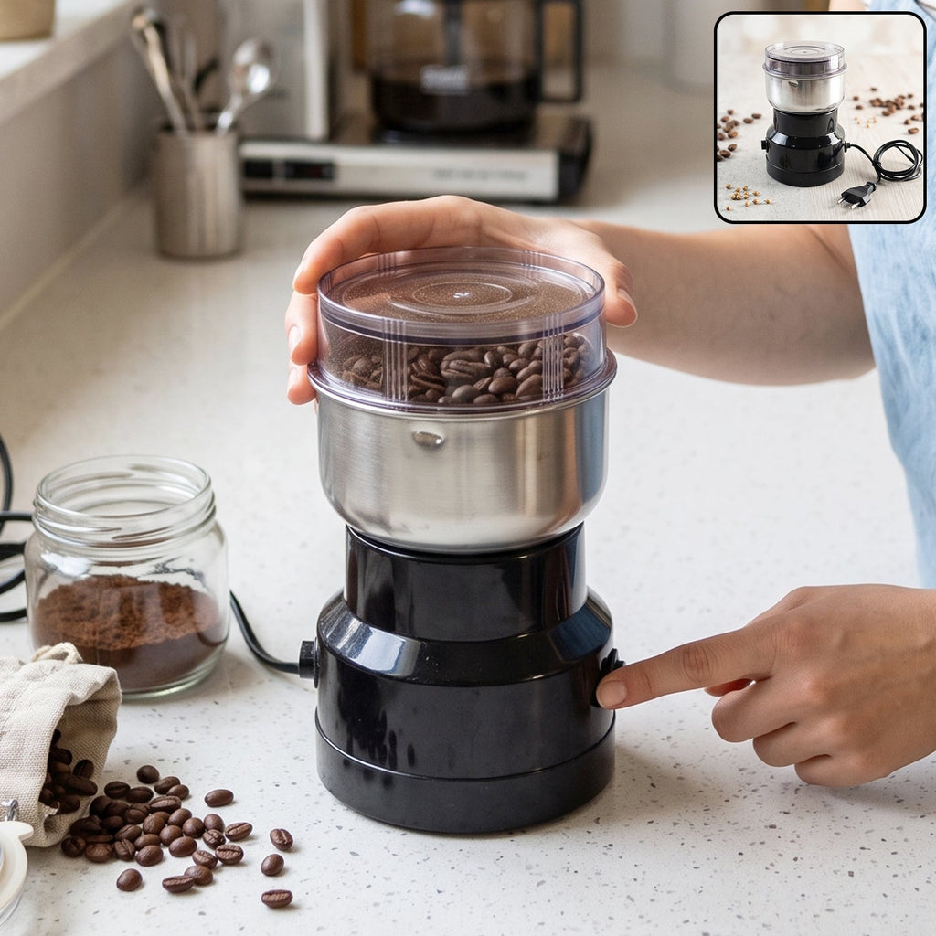 Electric coffee grinder with stainless steel blade, spice grinder machine (1 pc)