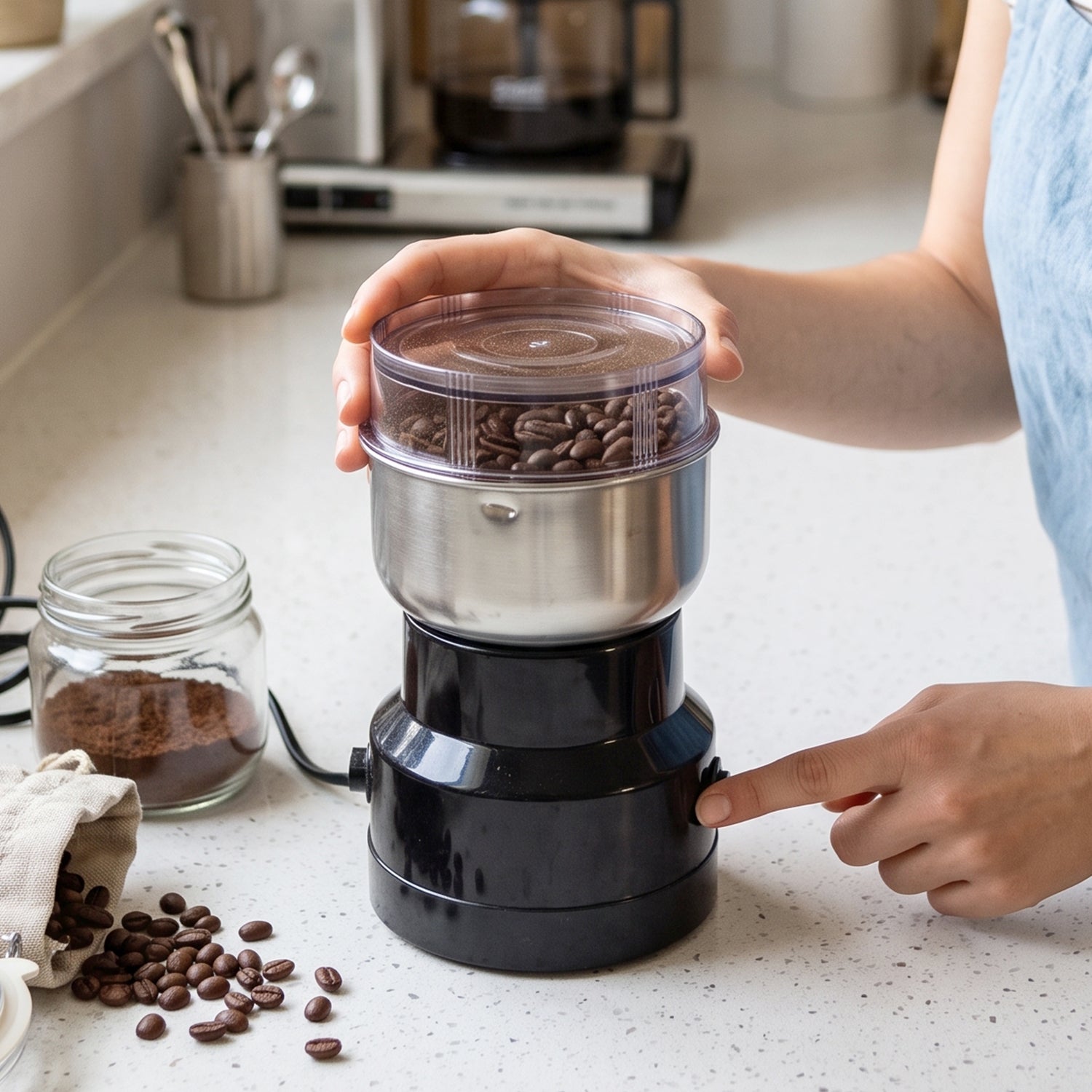 Electric spice grinder for masala, herbs and coffee