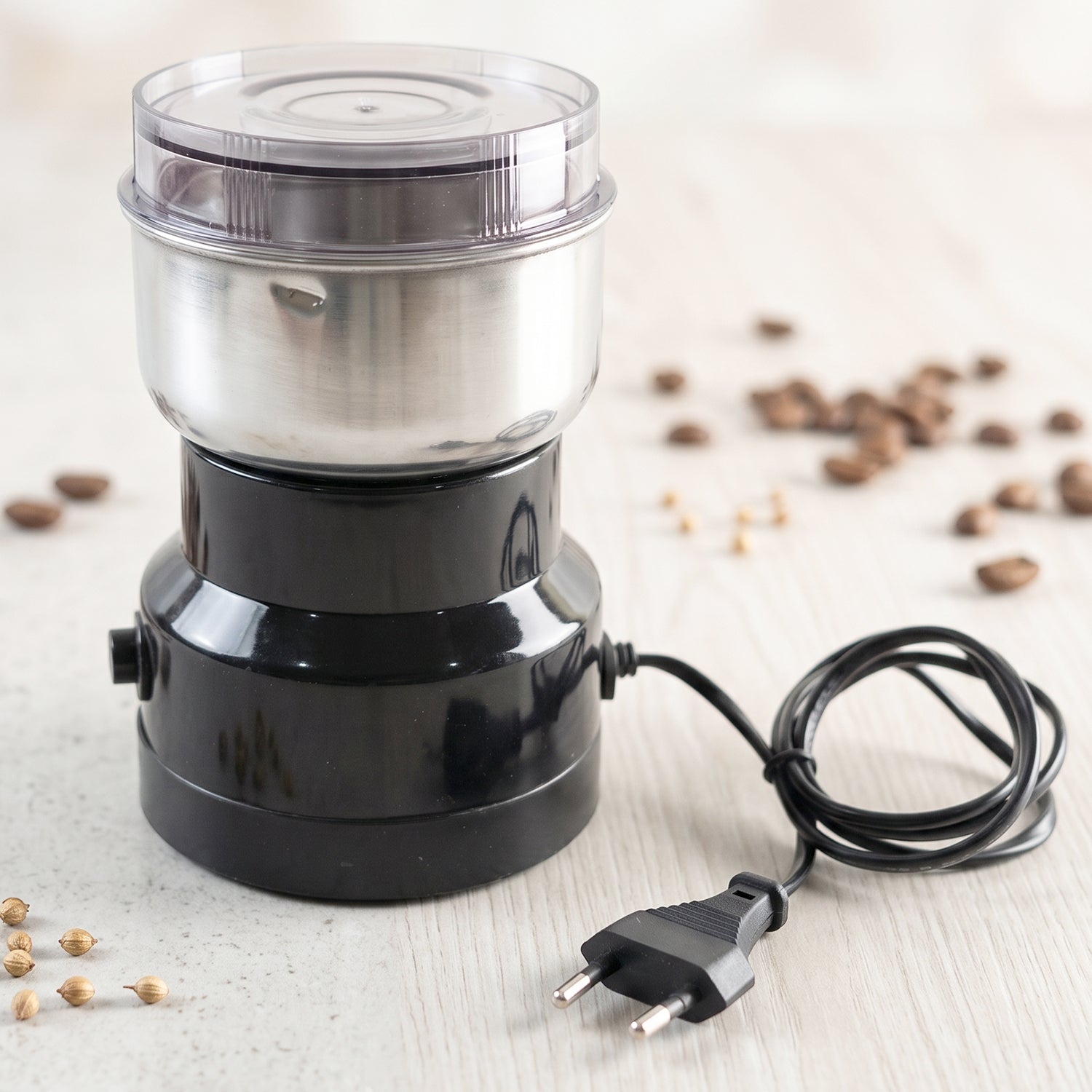 Compact coffee bean grinder for fresh ground coffee at home