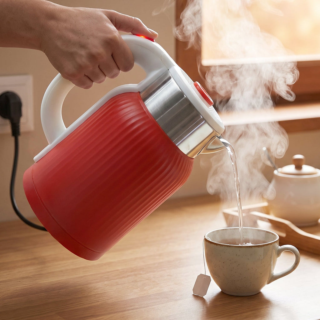 Quick boil red electric water kettle with auto shut off