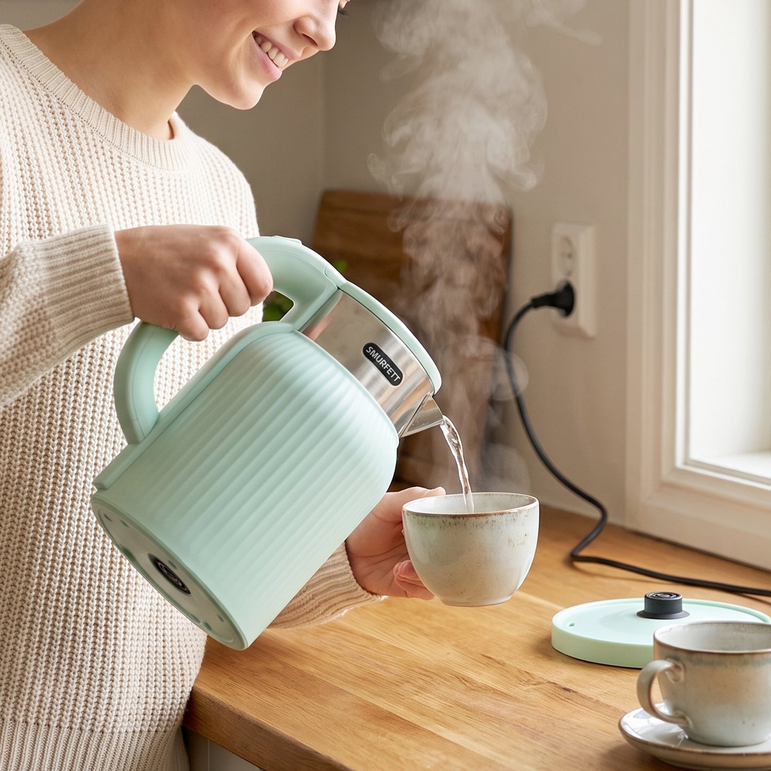Quick boil electric water kettle with auto shut off