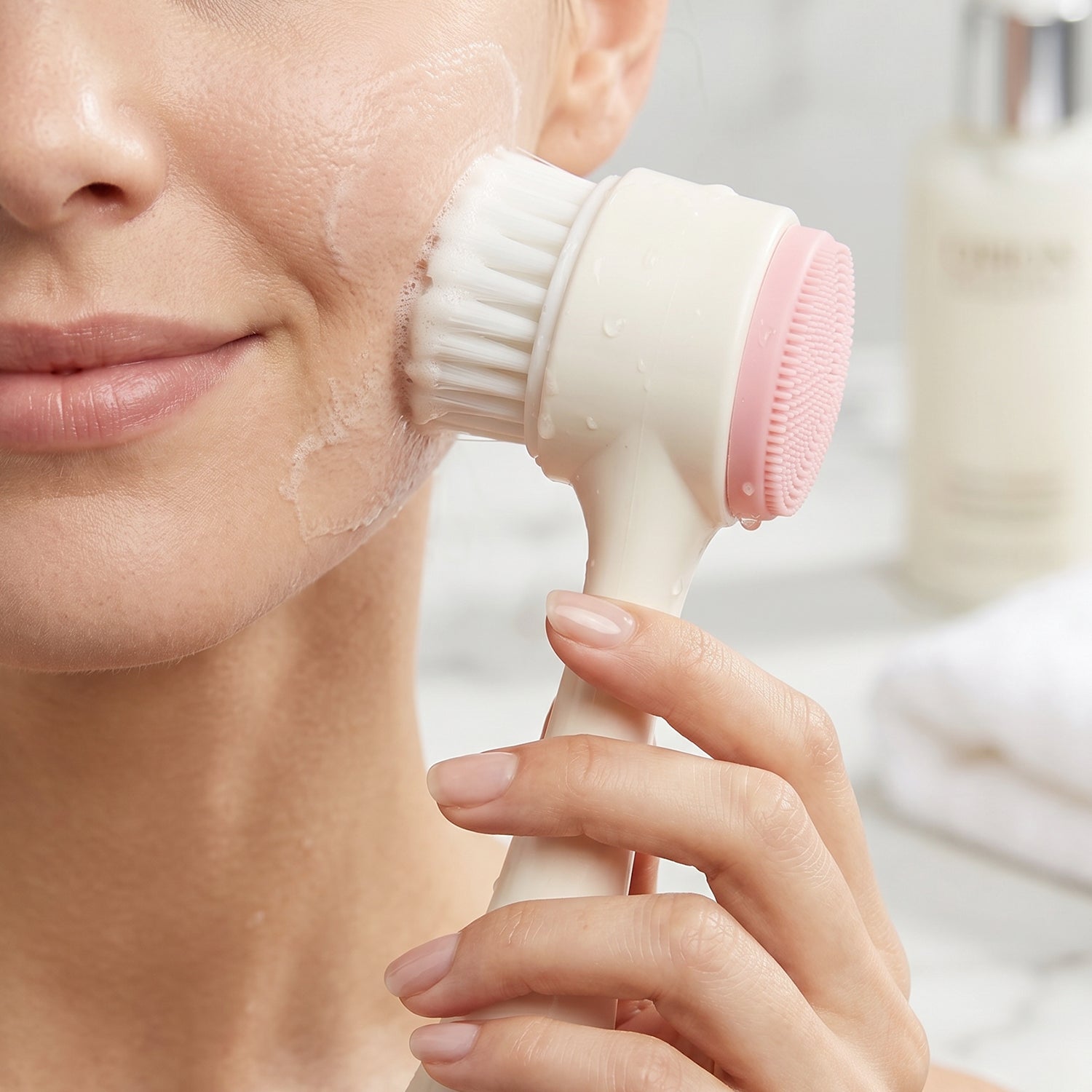 Facial brush bristles detail