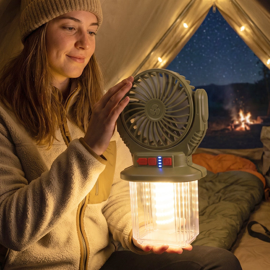 Solar camping fan portable design