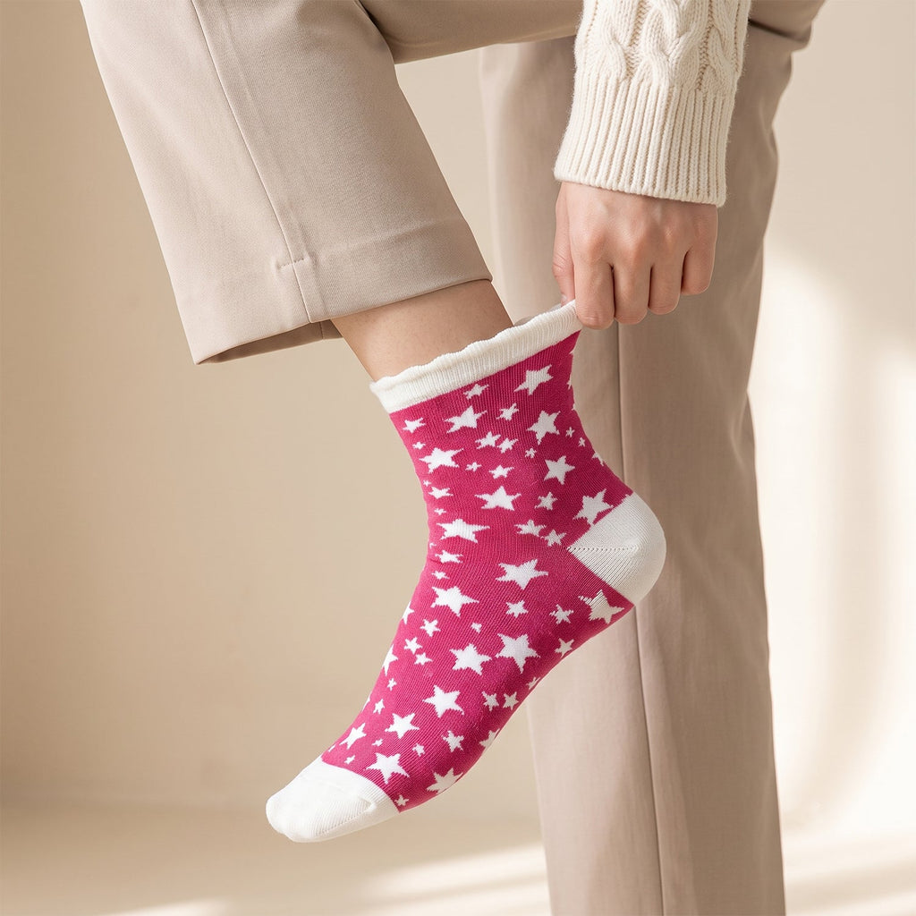 Soft Socks Comfortable Breathable Stretchable Assorted Design Colour (1 Pair)