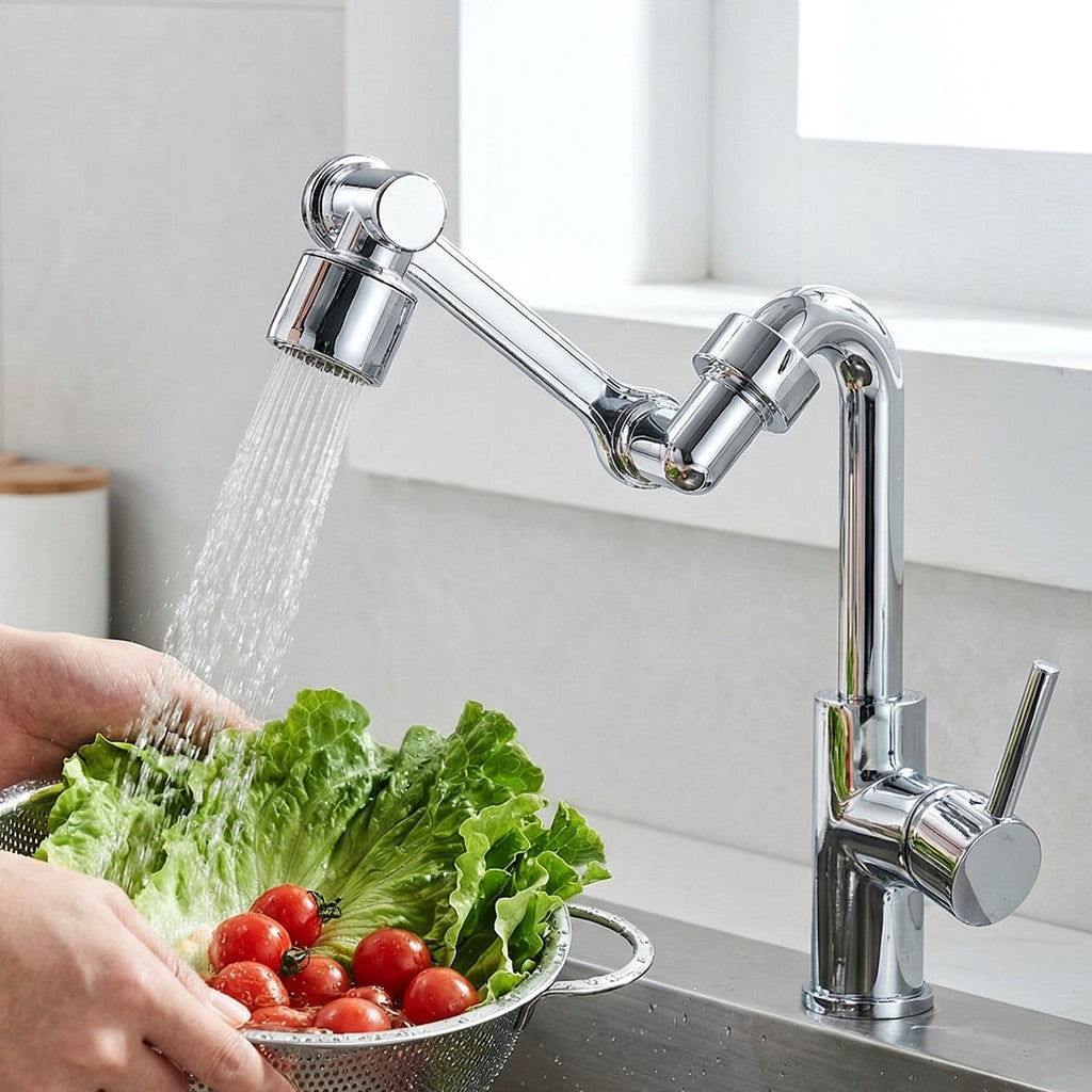 Rotating water saver tap extender for efficient cleaning