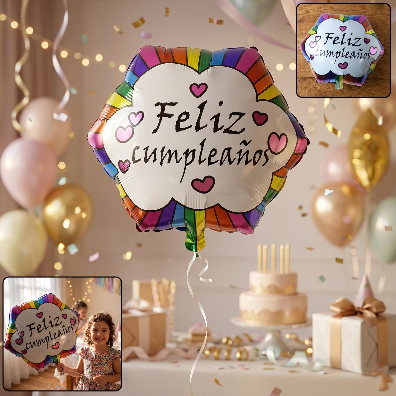 Vibrant Feliz Cumpleanos foil balloon for birthday celebrations
