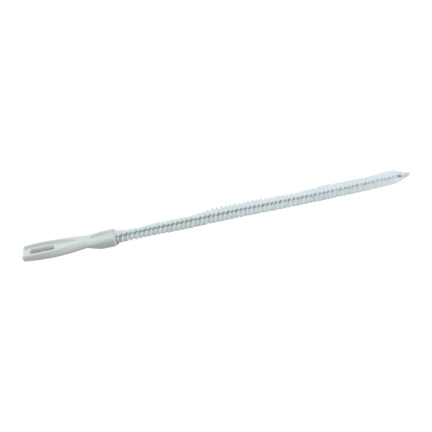 Flexible drain brush navigating a curved pipe for thorough cleaning